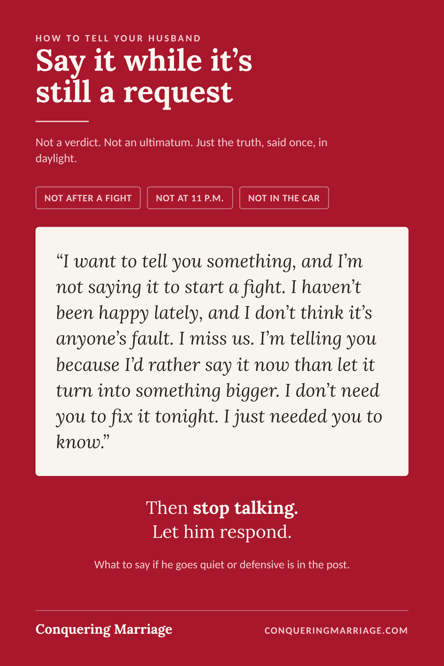 How to tell your husband you're not happy in the marriage: the exact words.